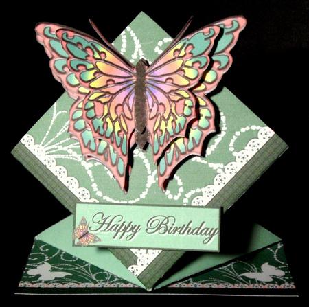 3D Spring Card with Envelope & Gift Box - Butterfly Green by Dianne Jackson