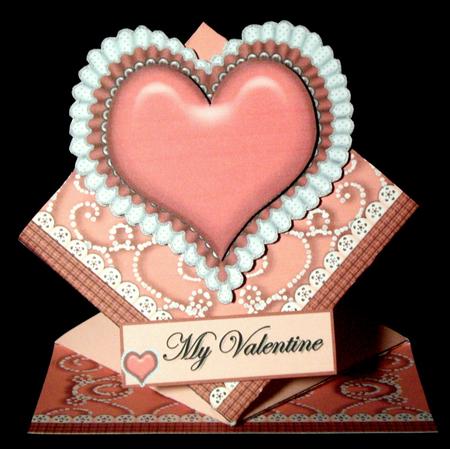 3D Spring Card with Envelope & Gift Box Pink Heart by Dianne Jackson
