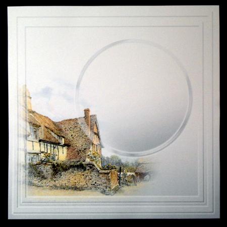 Vintage Old Cottage in Blue Frame - 8in x 8in Insert Plate by Dianne Jackson