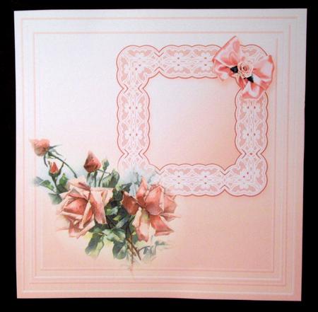 Vintage Pink Roses in a Lace Frame - 8in x 8in Insert Plate by Dianne Jackson