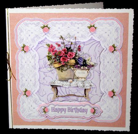 Roses and Lace 8in x 8in Decoupage by Dianne Jackson