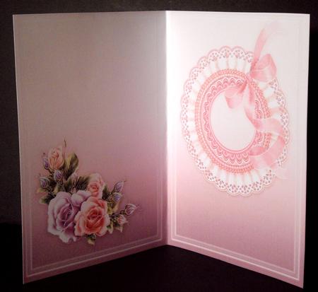 Pink and Lilac Roses on a Lace Doily Matching A5 Insert by Dianne Jackson