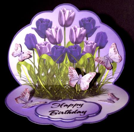 Tulip Field - Purples - Scalloped Popup Card Kit by Dianne Jackson
