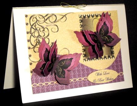 Rose-purple Butterflies Various Occasions Card by Dianne Jackson