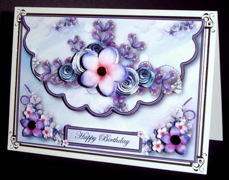 Pretty Lilac Envelope Card with Decoupage by Dianne Jackson
