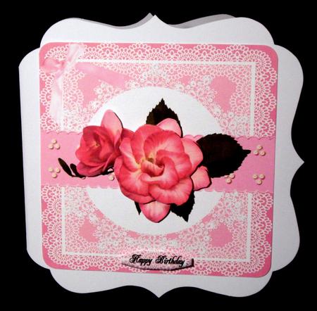 Pink Rose on Lace by Dianne Jackson