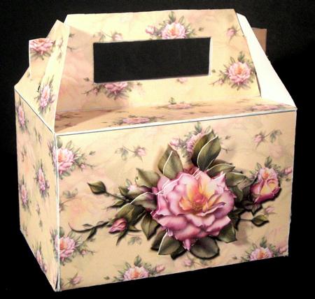 Gable-top Box - Pink Roses 2 by Dianne Jackson