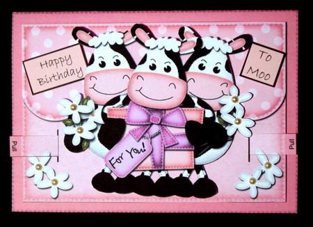 3D Moo Cow's Present Animated Moveable Decoupage Card Kit by Dianne Jackson