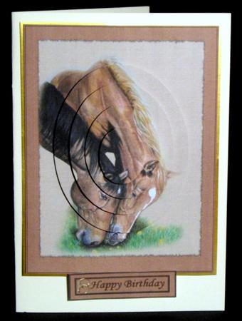 Two Horses Grazing Oval Pyramid by Dianne Jackson
