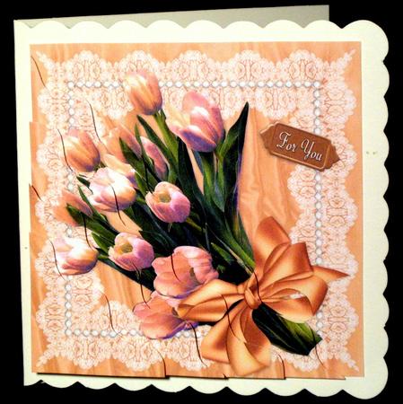 Peach Tulips and Lace by Dianne Jackson