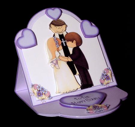 Cute Wedding 3D Easel Card with Decoupage by Dianne Jackson