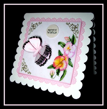 3D Butterfly 'n Pansies Embellishment Card Front by Dianne Jackson