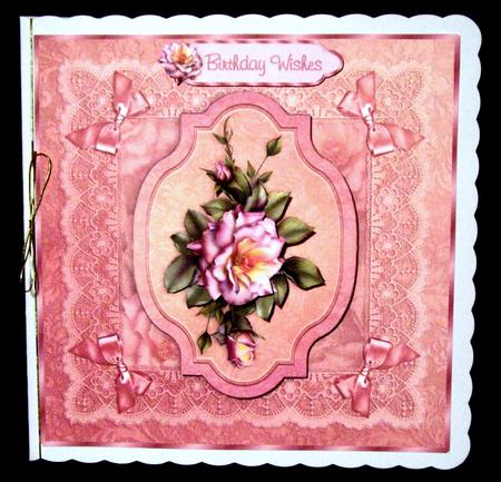 A Rose Pink Square Card Front with Step by Step by Dianne Jackson