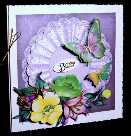 Lilac and Lime Butterflies and Flowers 8 x 8 Card by Dianne Jackson