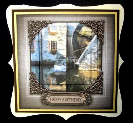 Watermill at Buckfast Abbey 8in x 8in Decoupage by Dianne Jackson
