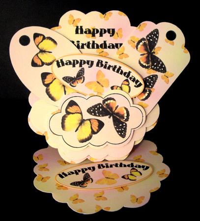 Scalloped Pocket Tag Easel Card - Autumn Butterflies by Dianne Jackson