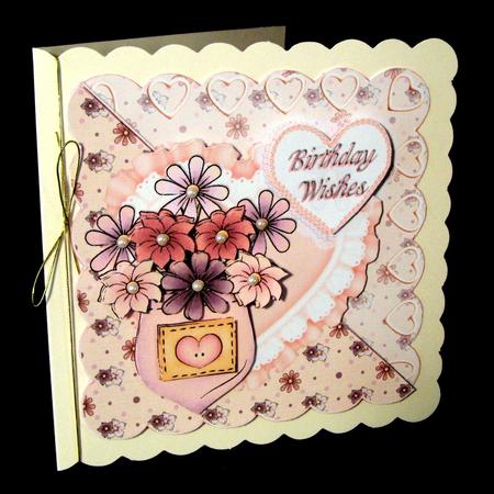 Pocket of Flowers Corner Heart Square Card or Topper by Dianne Jackson