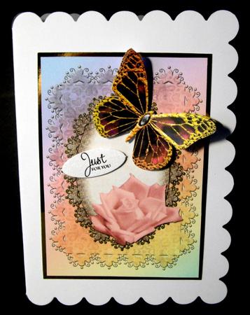 Rose on Oval Half-floral Frame Blank Card 3 by Dianne Jackson