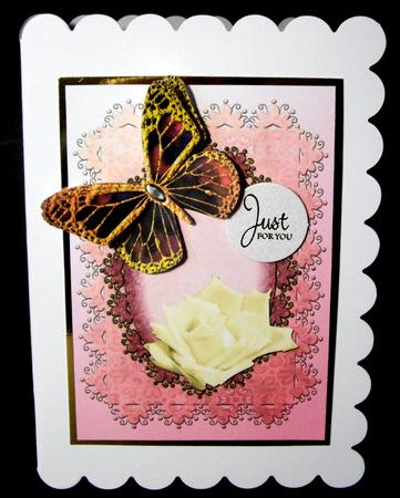 Rose on Oval Half-floral Frame Blank Card 6 by Dianne Jackson