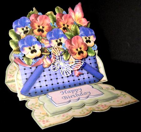 Pansy Basket Easel Card Kit by Dianne Jackson