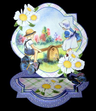 Seesaw - Victorian Children in Watercolour - Easel Card Kits by Dianne Jackson