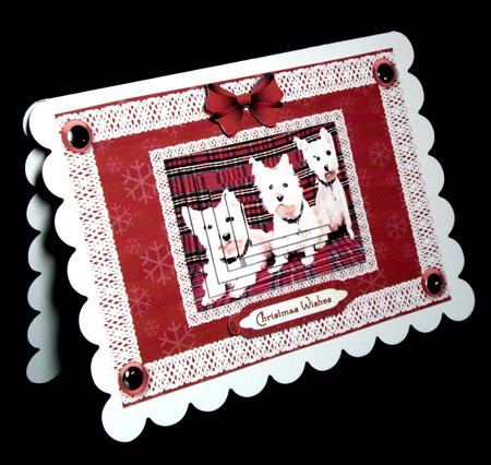 Terrier-ific Christmas Pyramid 'n Lace Card Front by Dianne Jackson