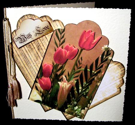 Orange-red Tulips Tag Shaped Card by Dianne Jackson