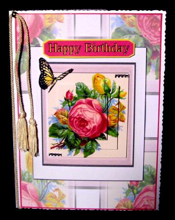 Vintage Floral Rose and Frame Quick Card Front with Pyramage by Dianne Jackson