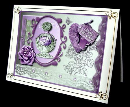 Perfume Hearts and Flowers Card Front by Dianne Jackson