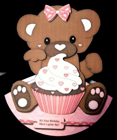 Pink Birthday Bear Wobble Card Kit by Dianne Jackson