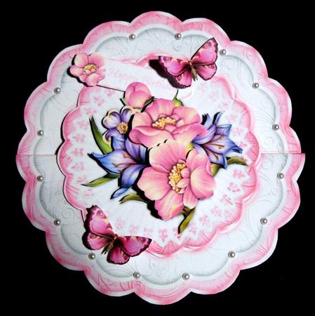 Vibrant Florals Scallop Edge Wobble Card by Dianne Jackson