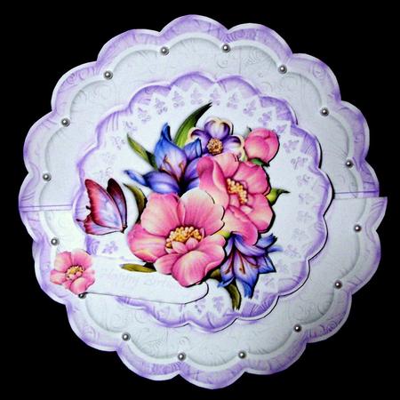 Vibrant Florals in Lilac Scallop Edge Wobble Card by Dianne Jackson