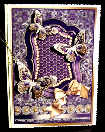 Aubergine Butterflies and Lace A5 Decoupage by Dianne Jackson