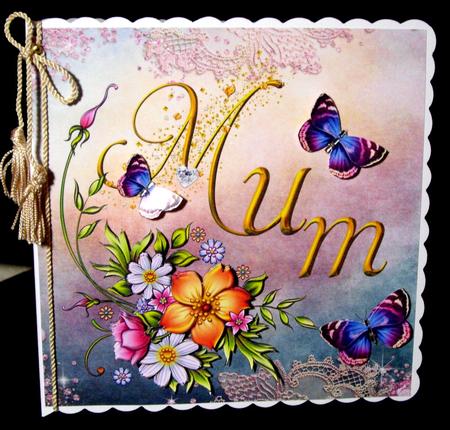 Mum Flowers & Butterfly Card Front 8x8inch by Dianne Jackson