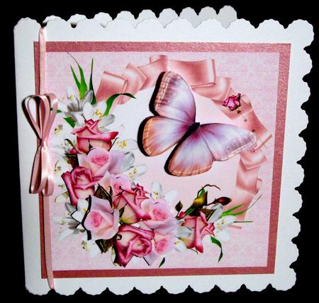 8x8 Pink Roses on Satin Ruffle Ribbon by Dianne Jackson