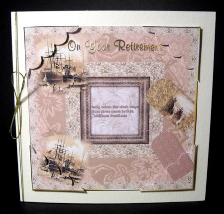 Retirement 8 x 8 Card with Deckle Corner Stacker by Dianne Jackson