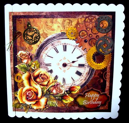 Autumn Roses in Time Steampunk 8x8inch Step by Step by Dianne Jackson
