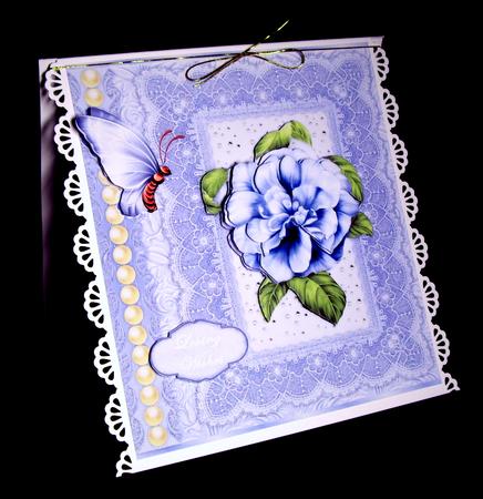 A Rose Blue Square Card Front with Step by Step by Dianne Jackson