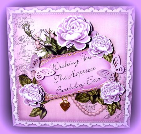 Lilac Roses Ornate 8in 3D Card Frame Kit by Dianne Jackson