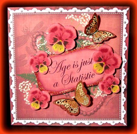 Red Pansy Age is Just -  8in 3D Card Frame Kit by Dianne Jackson