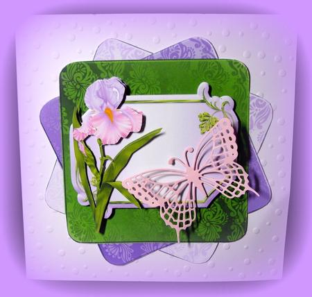 Satin and Iris Twisted Card Front by Dianne Jackson