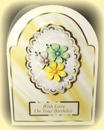 Lemon & White Dome Shaped Card Front with Flowers by Dianne Jackson
