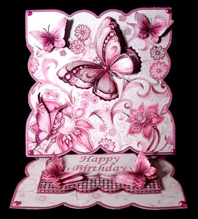 Butterfly & Flowers Dusky Pink Easel Card Kit by Dianne Jackson