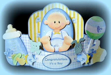 Baby Boy Bow Front Push & Pull Card Kit by Dianne Jackson