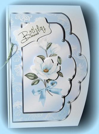 Scalloped Card Front with Blue Magnolias by Dianne Jackson