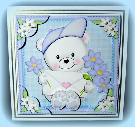 8 x 8 Teddy Ed's Letter Scalloped Corner Topper by Dianne Jackson