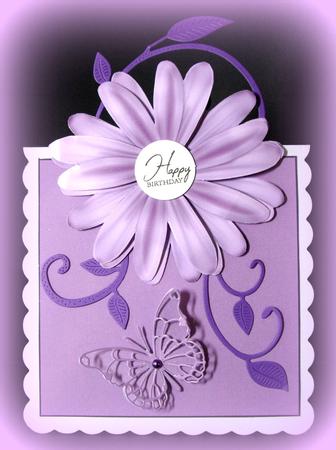 Lilac Daisy Over the Edge Card by Dianne Jackson