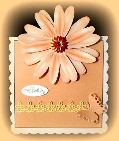 Peach Daisy Over the Edge Card by Dianne Jackson