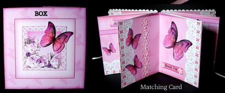 3D Pink Butterflies N Flowers Carousel Coordinating Card Box by Dianne Jackson