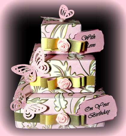 Tiered Box Card - Perfectly Pink & Butterflies by Dianne Jackson